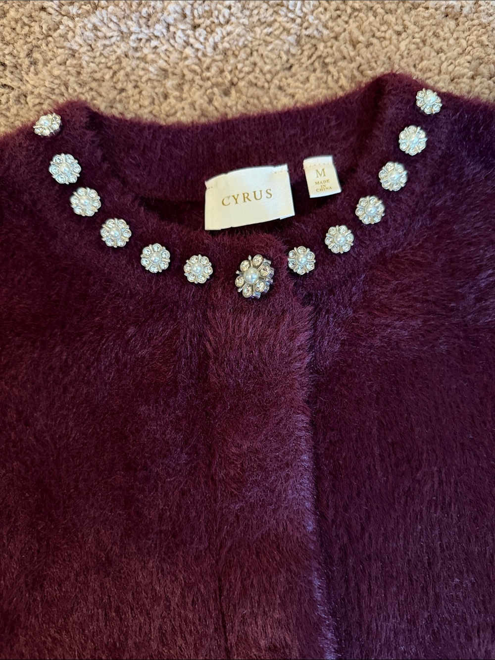Cyrus Jeweled Plum Cardigan